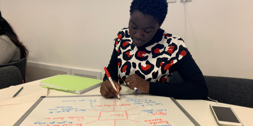 Image of student drawing a mind map